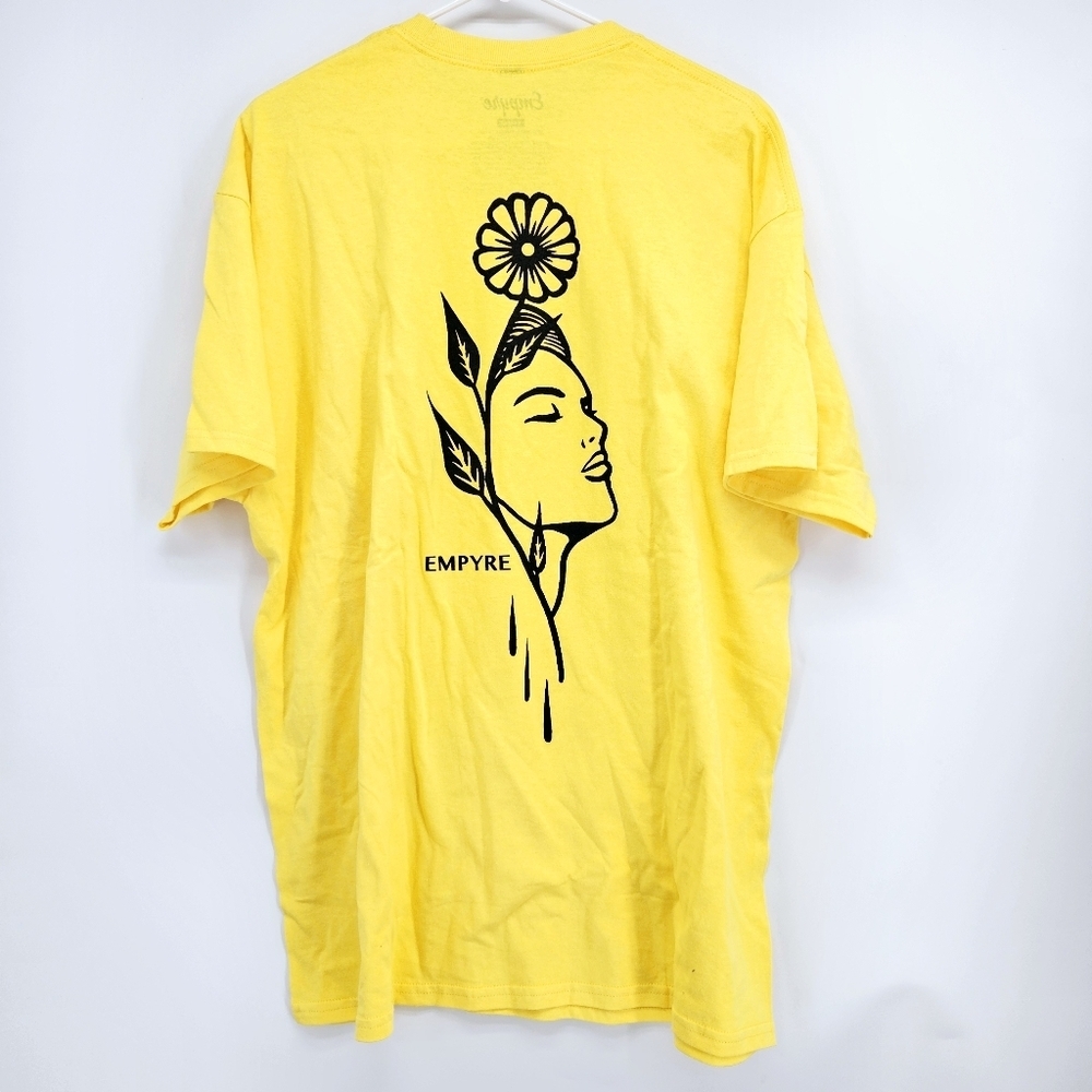 Empyre Yellow Floral Face Graphic Tee XL Men's Unisex Skate Streetwear NWOT